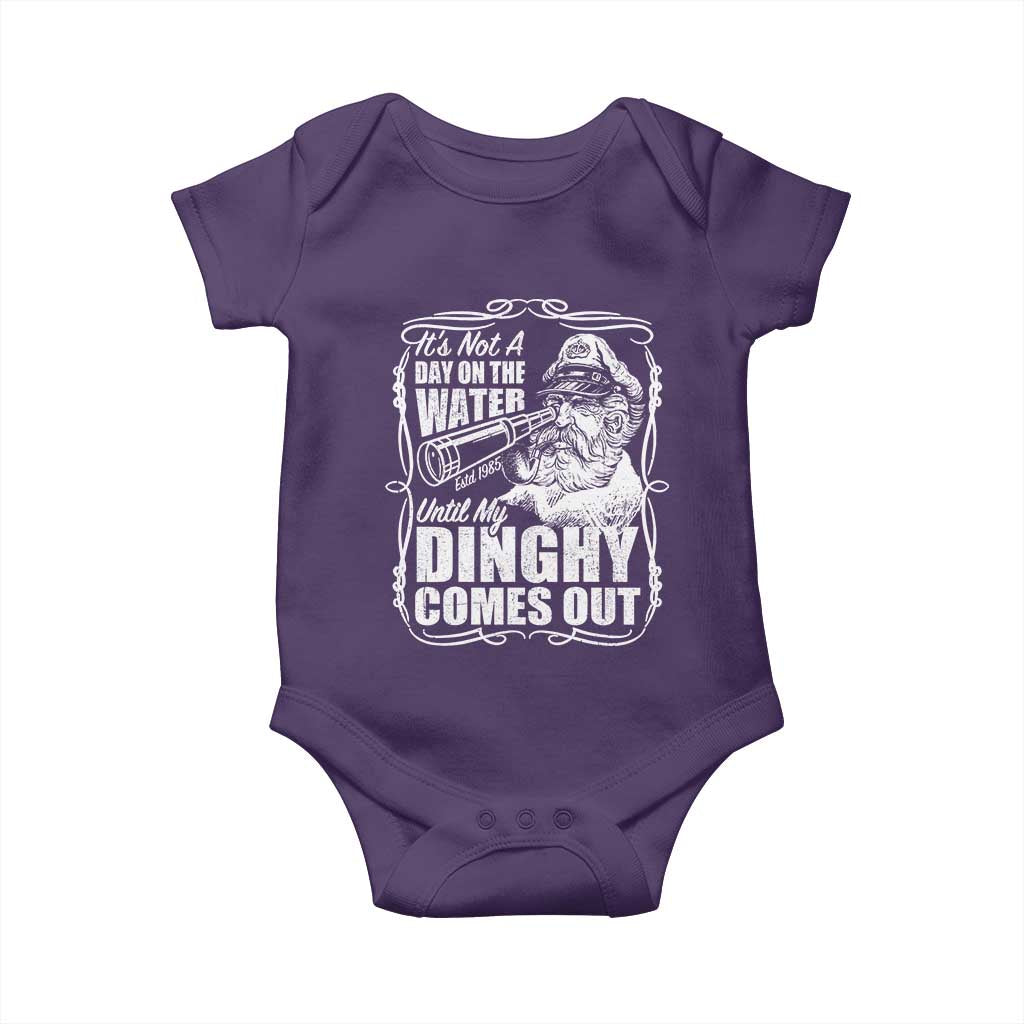 It Is Not A Day On The Water Until My Dinghy Comes Out Baby Onesie Funny Boat Captain TS11 Purple Print Your Wear
