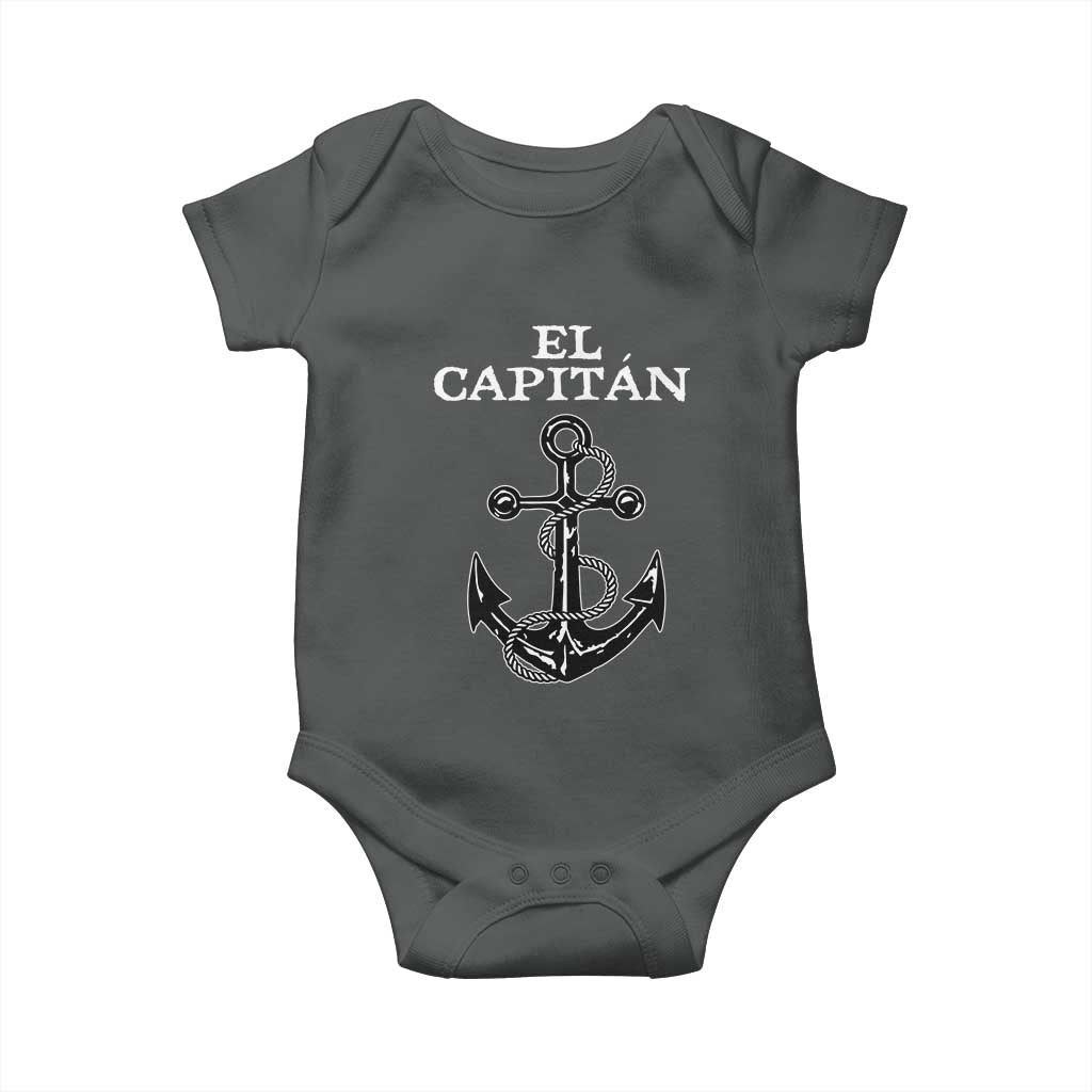 El Capitan Boating Captain Baby Onesie Funny Boat Sailing Vintage Anchor TS11 Dark Heather Print Your Wear