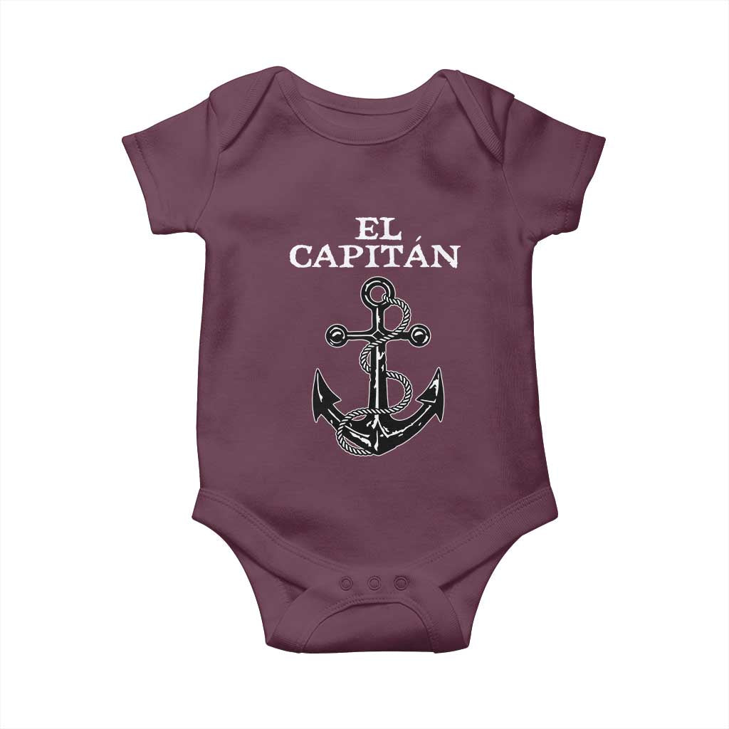 El Capitan Boating Captain Baby Onesie Funny Boat Sailing Vintage Anchor TS11 Maroon Print Your Wear