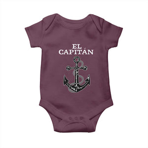 El Capitan Boating Captain Baby Onesie Funny Boat Sailing Vintage Anchor TS11 Maroon Print Your Wear