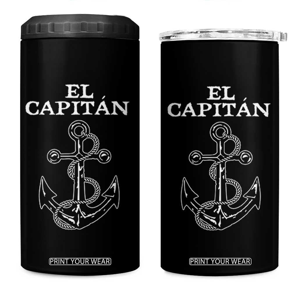 El Capitan Boating Captain 4 in 1 Can Cooler Tumbler Funny Boat Sailing Vintage Anchor TS11 One Size: 16 oz Black Print Your Wear