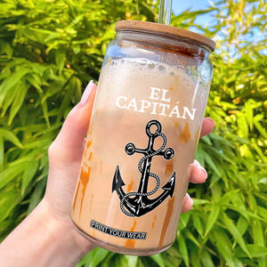 El Capitan Boating Captain Glass Can Funny Boat Sailing Vintage Anchor TS11 Black Print Your Wear