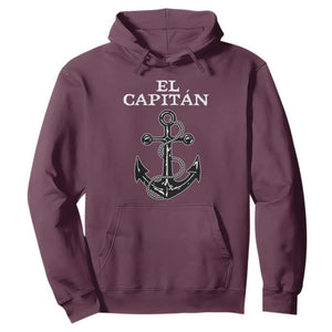 El Capitan Boating Captain Hoodie Funny Boat Sailing Vintage Anchor TS11 Maroon Print Your Wear