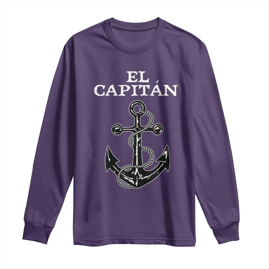 El Capitan Boating Captain Long Sleeve Shirt Funny Boat Sailing Vintage Anchor TS11 Purple Print Your Wear
