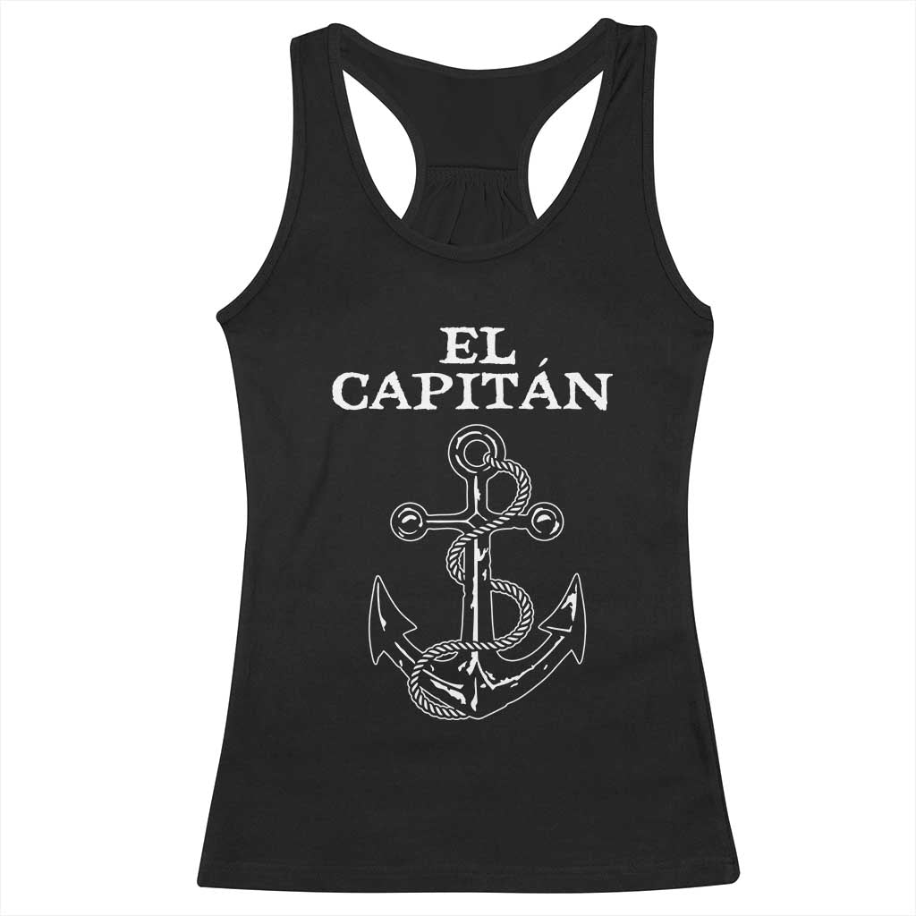 El Capitan Boating Captain Racerback Tank Top Funny Boat Sailing Vintage Anchor TS11 Black Print Your Wear