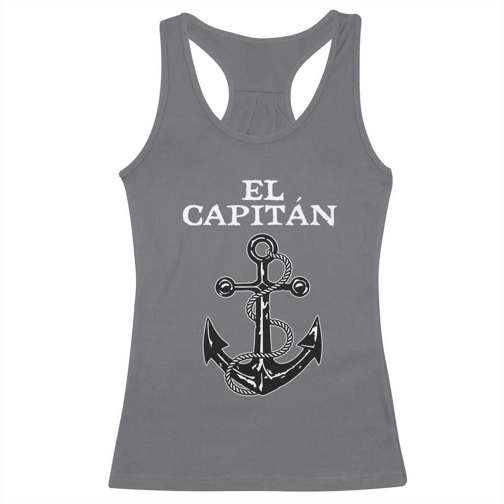El Capitan Boating Captain Racerback Tank Top Funny Boat Sailing Vintage Anchor TS11 Charcoal Print Your Wear