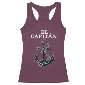El Capitan Boating Captain Racerback Tank Top Funny Boat Sailing Vintage Anchor TS11 Maroon Print Your Wear