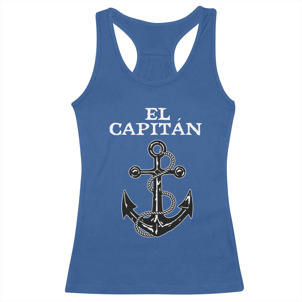 El Capitan Boating Captain Racerback Tank Top Funny Boat Sailing Vintage Anchor TS11 Royal Blue Print Your Wear