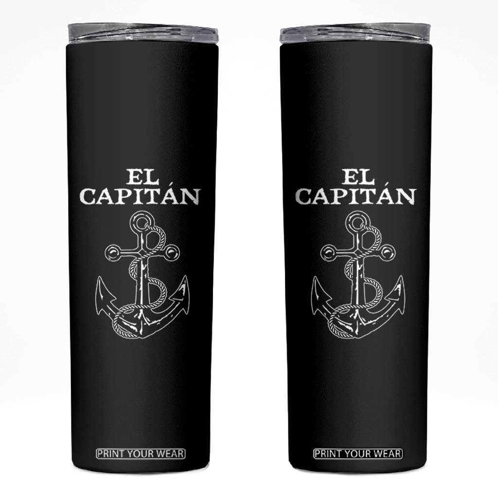 El Capitan Boating Captain Skinny Tumbler Funny Boat Sailing Vintage Anchor TS11 Black Print Your Wear