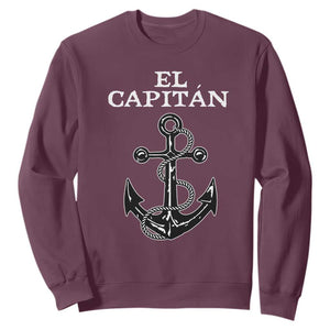 El Capitan Boating Captain Sweatshirt Funny Boat Sailing Vintage Anchor TS11 Maroon Print Your Wear