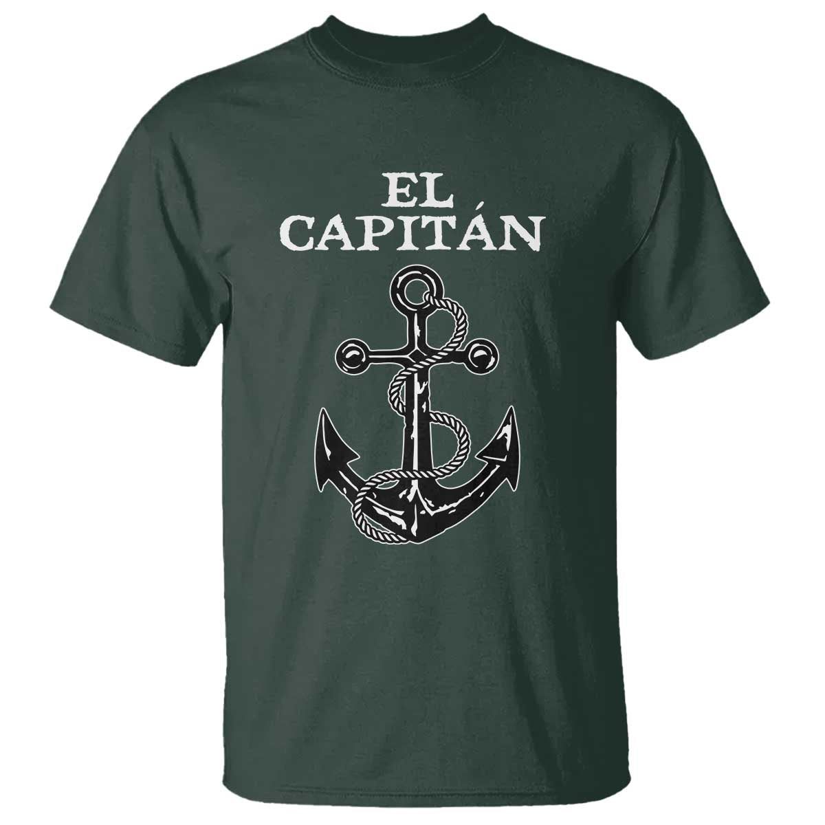 El Capitan Boating Captain T Shirt - Funny Boat Sailing - Vintage Anchor TS11 Dark Forest Green Print Your Wear