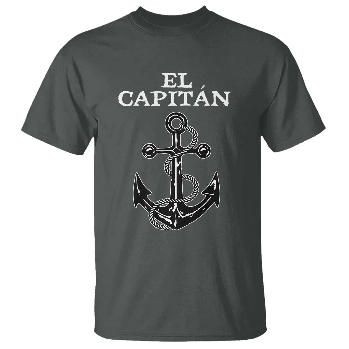 El Capitan Boating Captain T Shirt - Funny Boat Sailing - Vintage Anchor TS11 Dark Heather Print Your Wear
