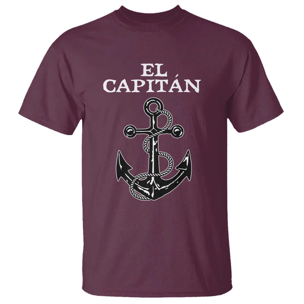 El Capitan Boating Captain T Shirt - Funny Boat Sailing - Vintage Anchor TS11 Maroon Print Your Wear