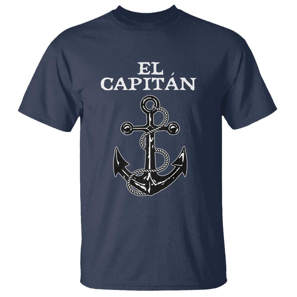 El Capitan Boating Captain T Shirt - Funny Boat Sailing - Vintage Anchor TS11 Navy Print Your Wear
