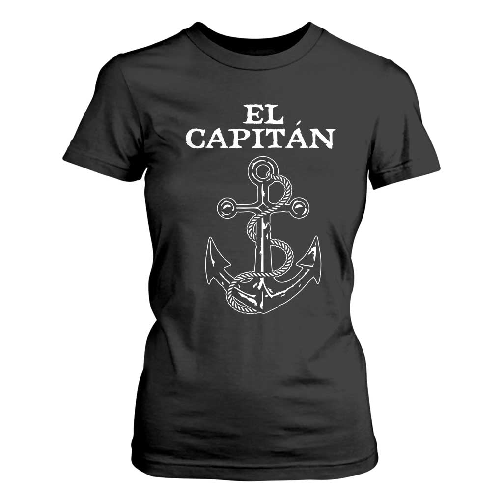 El Capitan Boating Captain T Shirt For Women Funny Boat Sailing Vintage Anchor TS11 Black Print Your Wear