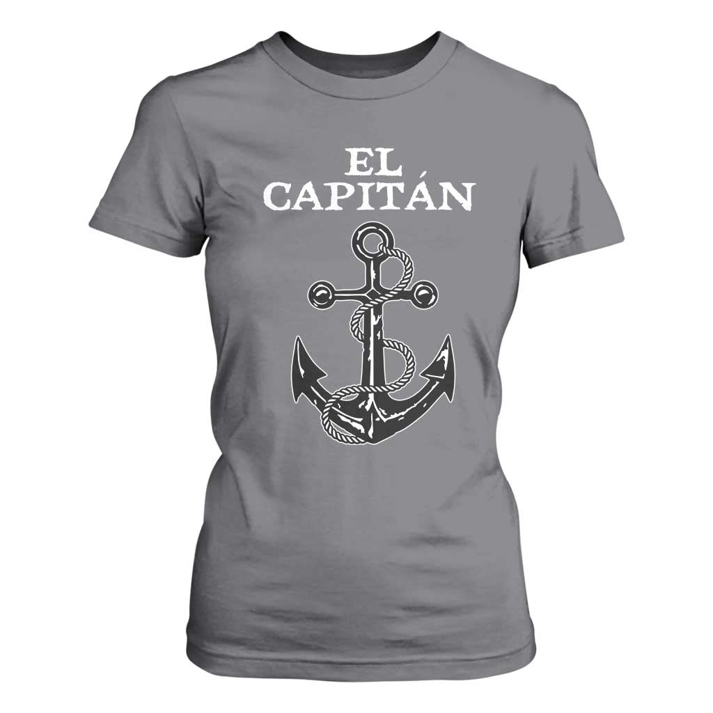 El Capitan Boating Captain T Shirt For Women Funny Boat Sailing Vintage Anchor TS11 Charcoal Print Your Wear