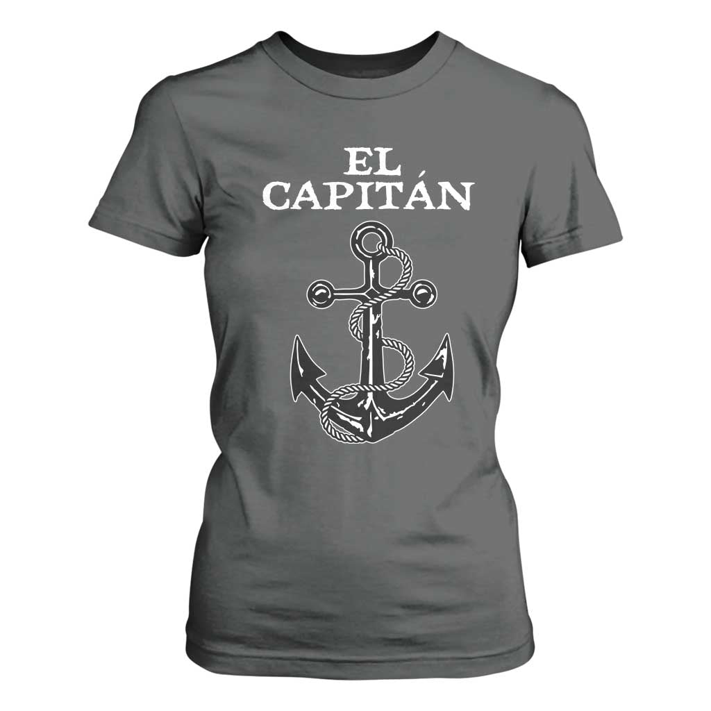 El Capitan Boating Captain T Shirt For Women Funny Boat Sailing Vintage Anchor TS11 Dark Heather Print Your Wear