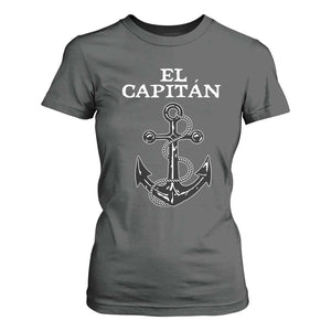 El Capitan Boating Captain T Shirt For Women Funny Boat Sailing Vintage Anchor TS11 Dark Heather Print Your Wear