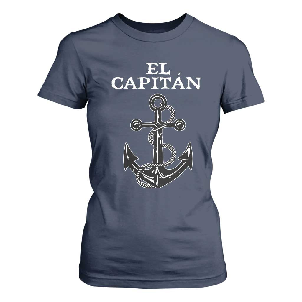 El Capitan Boating Captain T Shirt For Women Funny Boat Sailing Vintage Anchor TS11 Navy Print Your Wear