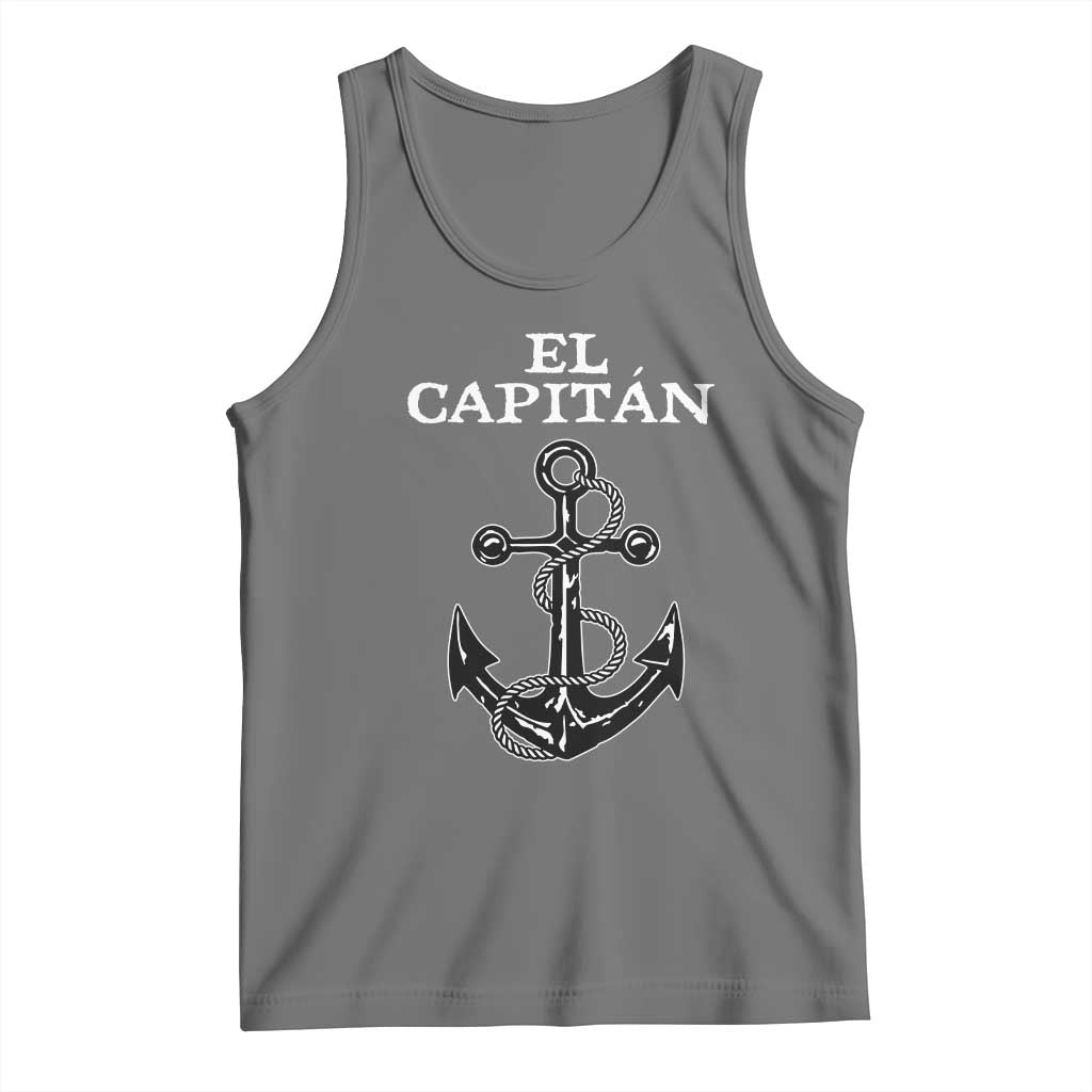 El Capitan Boating Captain Tank Top Funny Boat Sailing Vintage Anchor TS11 Black Heather Print Your Wear