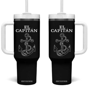 El Capitan Boating Captain Tumbler With Handle Funny Boat Sailing Vintage Anchor TS11 One Size: 40 oz Black Print Your Wear