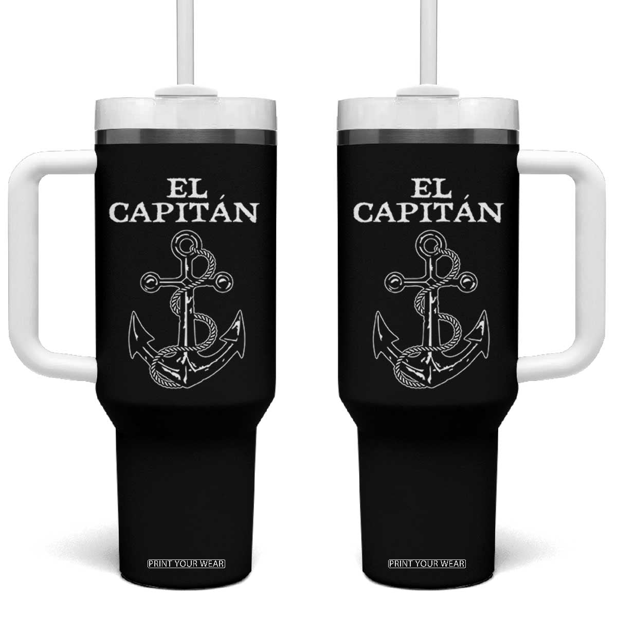 El Capitan Boating Captain Tumbler With Handle Funny Boat Sailing Vintage Anchor TS11 One Size: 40 oz Black Print Your Wear