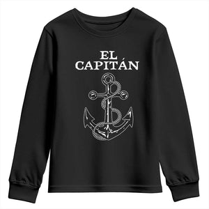 El Capitan Boating Captain Youth Sweatshirt Funny Boat Sailing Vintage Anchor TS11 Black Print Your Wear