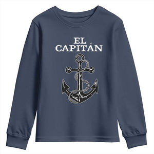 El Capitan Boating Captain Youth Sweatshirt Funny Boat Sailing Vintage Anchor TS11 Navy Print Your Wear