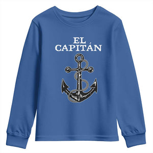 El Capitan Boating Captain Youth Sweatshirt Funny Boat Sailing Vintage Anchor TS11 Royal Blue Print Your Wear