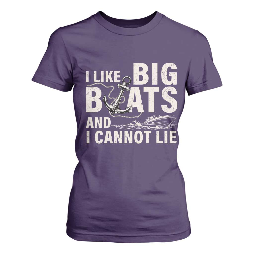 I Like Big Boats And I Cannot Lie T Shirt For Women Funny Boating Cruise Ship TS11 Purple Print Your Wear