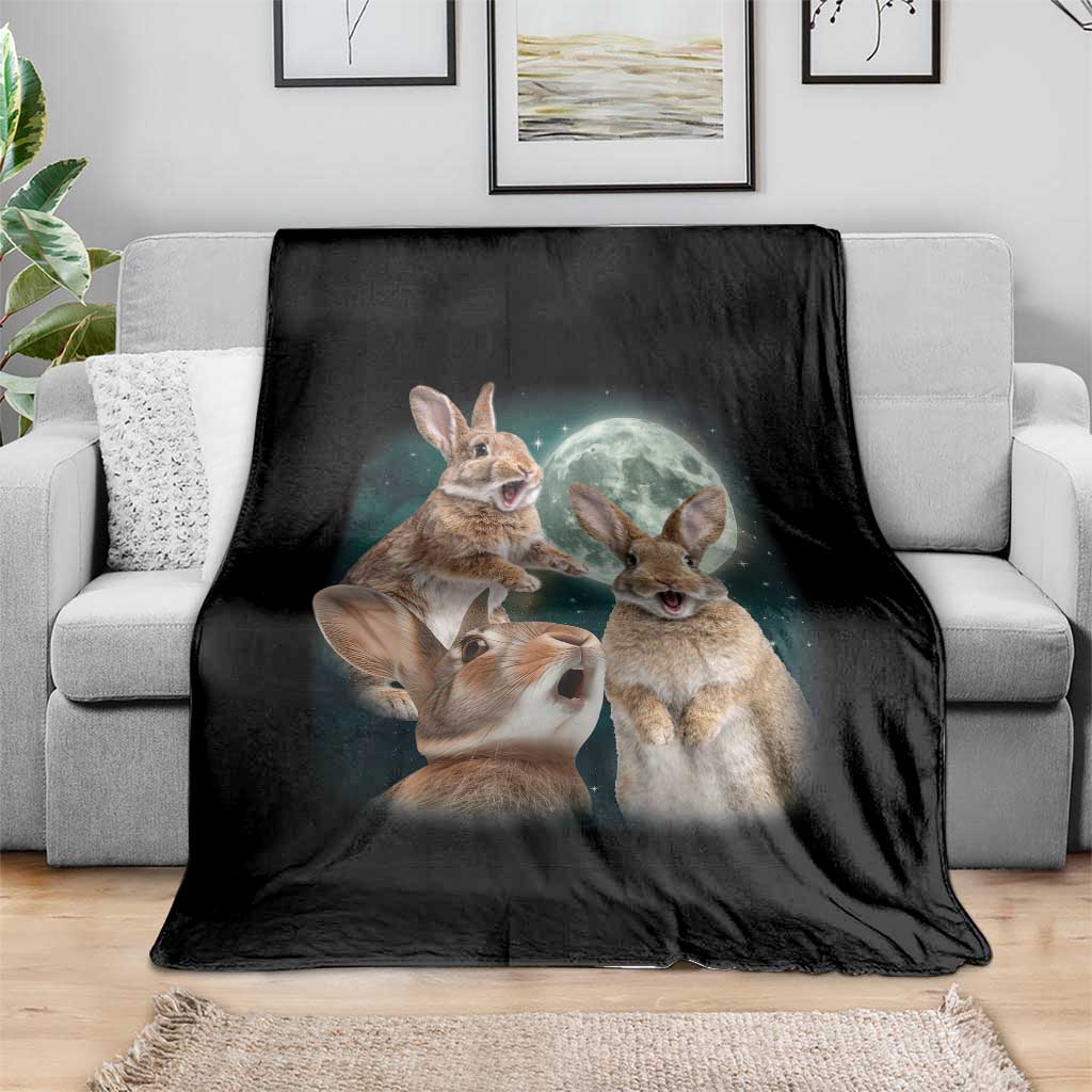 Funny Three Bunny Moon Humorous Rabbit Meme Throw Blanket TS11 Print Your Wear