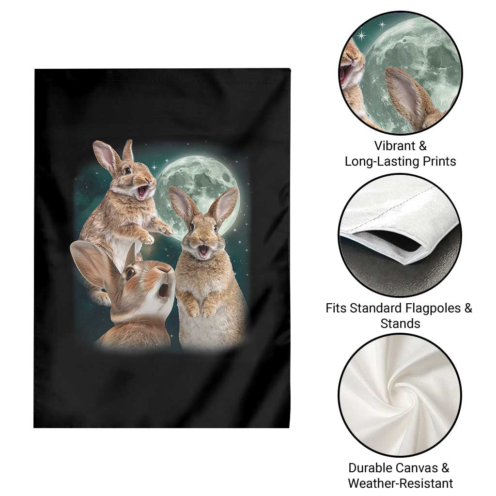 Funny Three Bunny Moon Humorous Rabbit Meme Garden Flag TS11 Print Your Wear