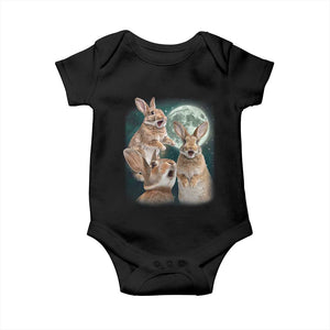 Funny Three Bunny Moon Humorous Rabbit Meme Baby Onesie TS11 Black Print Your Wear