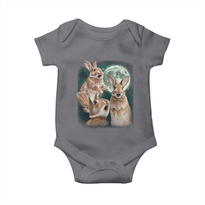 Funny Three Bunny Moon Humorous Rabbit Meme Baby Onesie TS11 Charcoal Print Your Wear