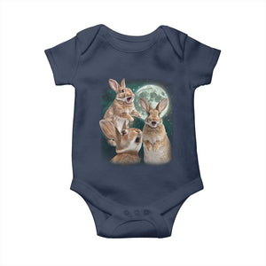Funny Three Bunny Moon Humorous Rabbit Meme Baby Onesie TS11 Navy Print Your Wear