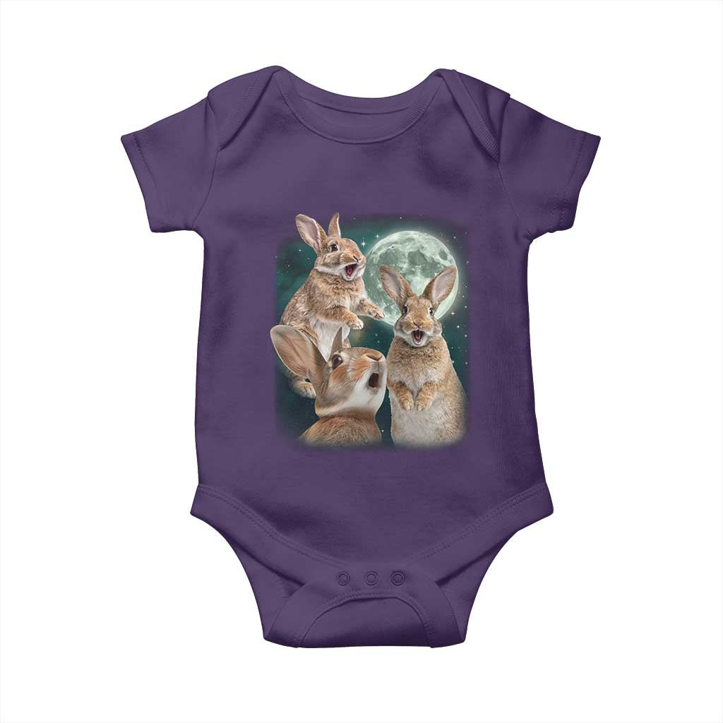 Funny Three Bunny Moon Humorous Rabbit Meme Baby Onesie TS11 Purple Print Your Wear
