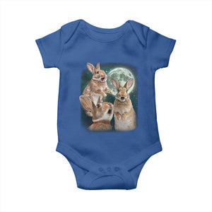 Funny Three Bunny Moon Humorous Rabbit Meme Baby Onesie TS11 Royal Blue Print Your Wear