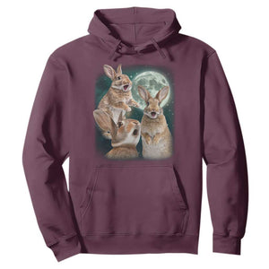 Funny Three Bunny Moon Humorous Rabbit Meme Hoodie TS11 Maroon Print Your Wear