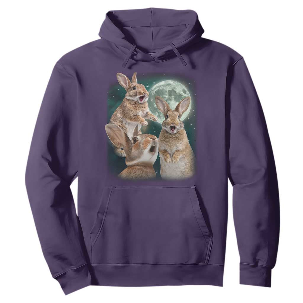 Funny Three Bunny Moon Humorous Rabbit Meme Hoodie TS11 Purple Print Your Wear