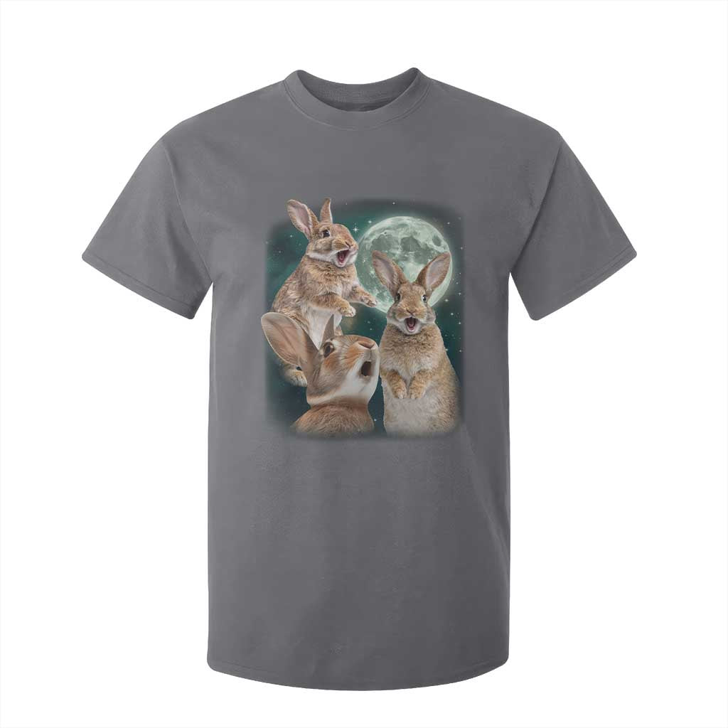 Funny Three Bunny Moon Humorous Rabbit Meme T Shirt For Kid TS11 Charcoal Print Your Wear