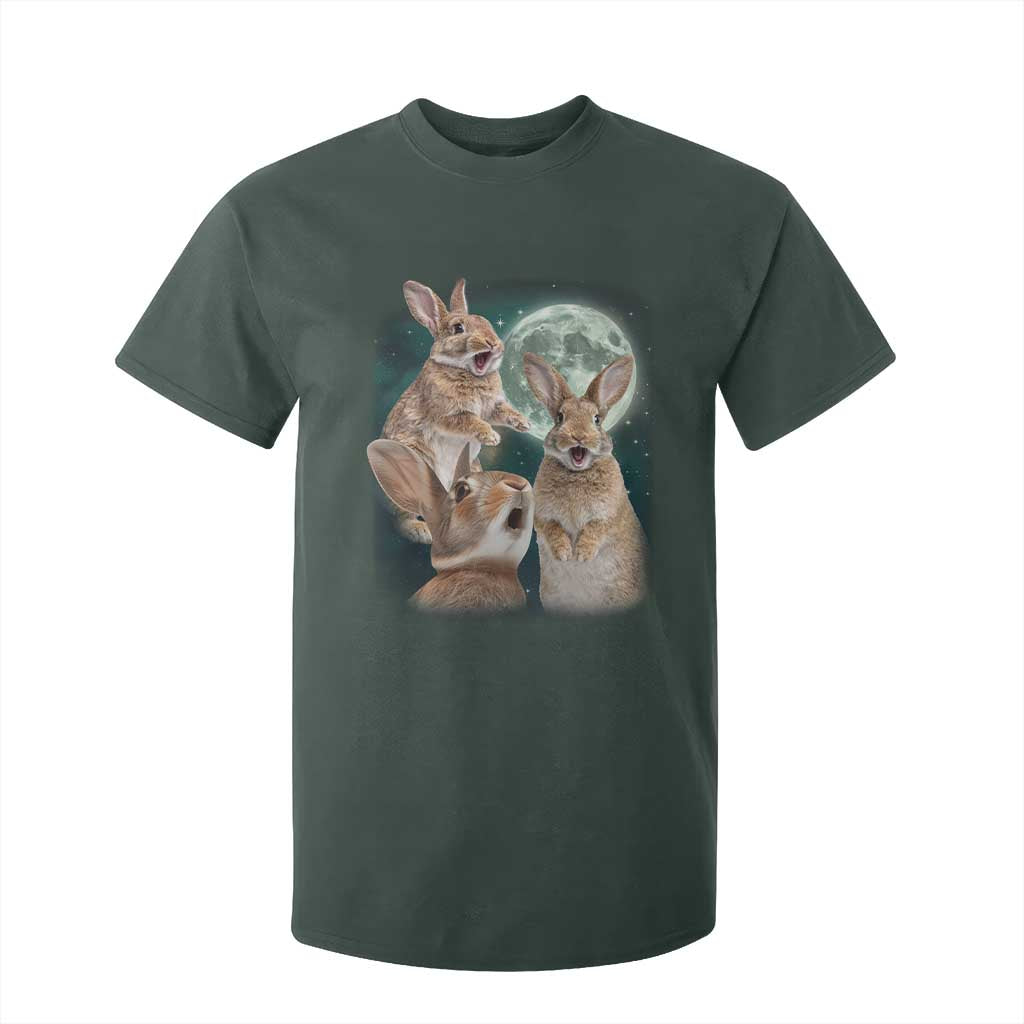Funny Three Bunny Moon Humorous Rabbit Meme T Shirt For Kid TS11 Dark Forest Green Print Your Wear