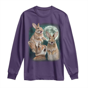 Funny Three Bunny Moon Humorous Rabbit Meme Long Sleeve Shirt TS11 Purple Print Your Wear