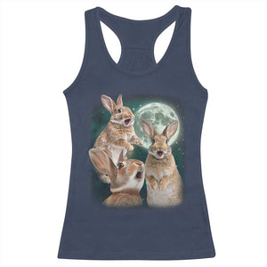Funny Three Bunny Moon Humorous Rabbit Meme Racerback Tank Top TS11 Navy Print Your Wear