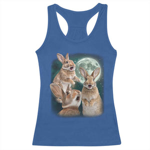 Funny Three Bunny Moon Humorous Rabbit Meme Racerback Tank Top TS11 Royal Blue Print Your Wear