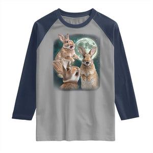 Funny Three Bunny Moon Humorous Rabbit Meme Raglan Shirt TS11 Sport Gray Navy Print Your Wear