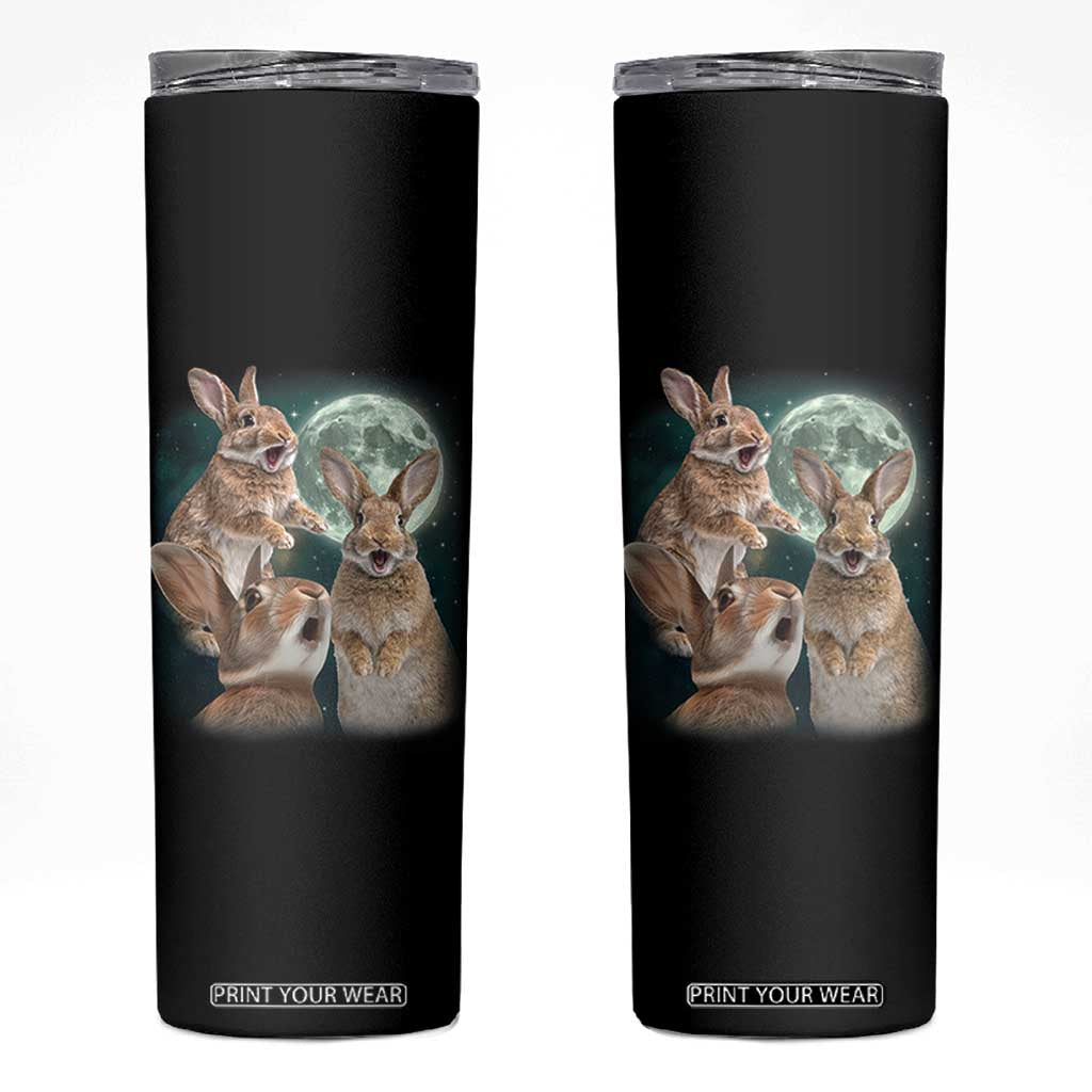 Funny Three Bunny Moon Humorous Rabbit Meme Skinny Tumbler TS11 Black Print Your Wear
