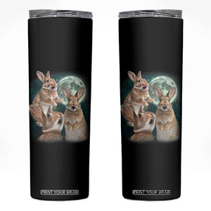 Funny Three Bunny Moon Humorous Rabbit Meme Skinny Tumbler TS11 Black Print Your Wear