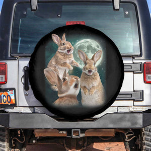 Funny Three Bunny Moon Humorous Rabbit Meme Spare Tire Cover TS11 No hole Black Print Your Wear