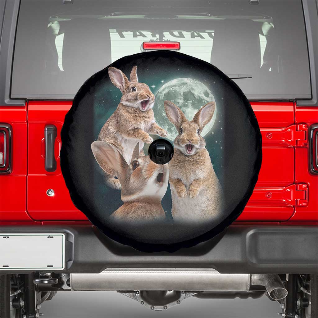 Funny Three Bunny Moon Humorous Rabbit Meme Spare Tire Cover TS11 Black Print Your Wear