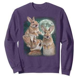 Funny Three Bunny Moon Humorous Rabbit Meme Sweatshirt TS11 Purple Print Your Wear